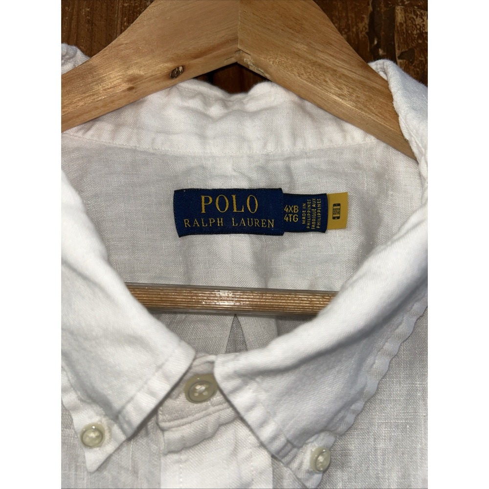 Polo Ralph Lauren Big & Tall Men's White Linen S/S Button Front Shirt Sz 4XB Big